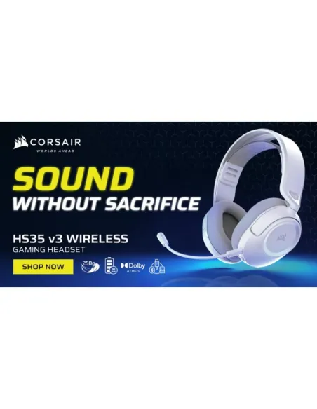 Corsair HS35 v3 Wireless blancos gaming tri-modo 250g
