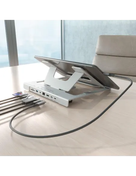 Soporte portátil AISENS ASUC-7P045-GR dock USB-C 7 en 1