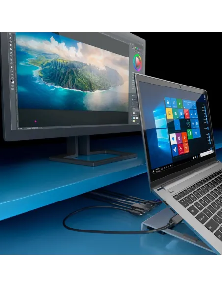 Soporte portátil AISENS ASUC-7P045-GR dock USB-C 7 en 1