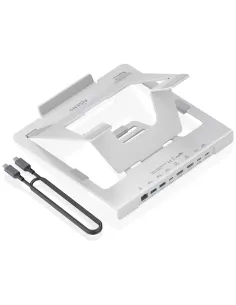 AISENS ASUC-7P046-GR Soporte de Sobremesa Ajustable para Portátil / Tablet con USB-C Docking 7 en 1, Gris-ACCE66088