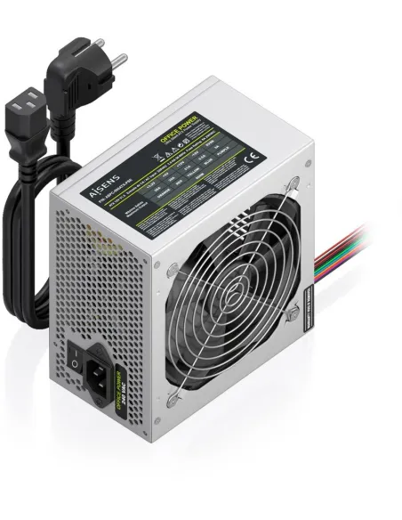 AISENS ASPC-500ATX-PSE Fuente ATX de 500W con Cable de Alimentación OEM Plata