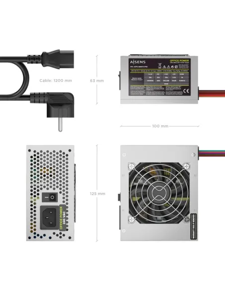 Fuente SFX AISENS ASPC-500SFX-PSE 500W con cable SFX