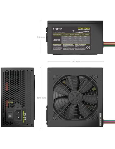 Fuente ATX AISENS ASPC-500ATX-SEOBK 500W negra ATX 2.0