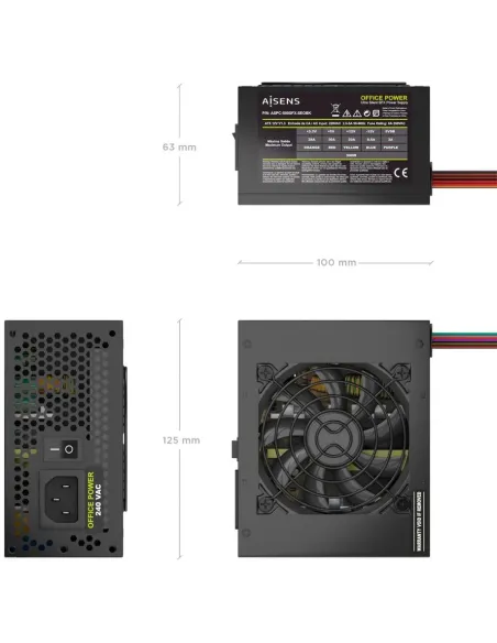 Fuente SFX AISENS ASPC-500SFX-SEOBK 500W negra SFX 2.0
