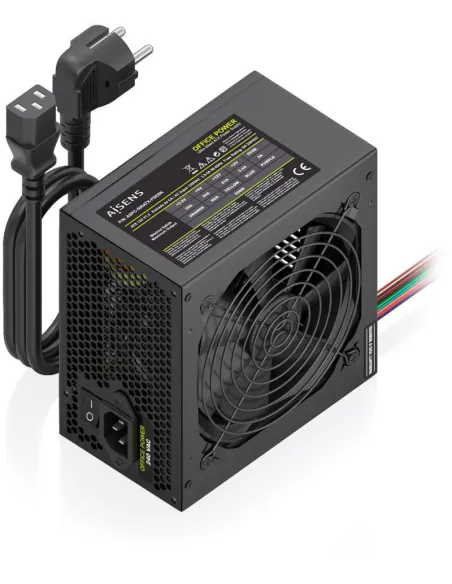 AISENS ASPC-500ATX-PSEBK Fuente de Alimentación ATX 500W con Cable de Alimentación OEM, Negra