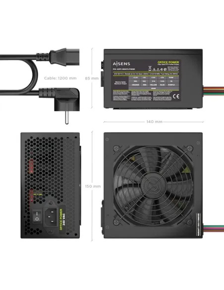Fuente ATX AISENS ASPC-500ATX-PSEBK 500W con cable