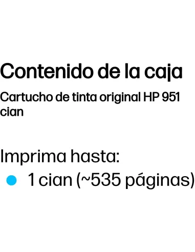 HP 951 Cartucho Tinta Original Cian para OfficeJet Pro