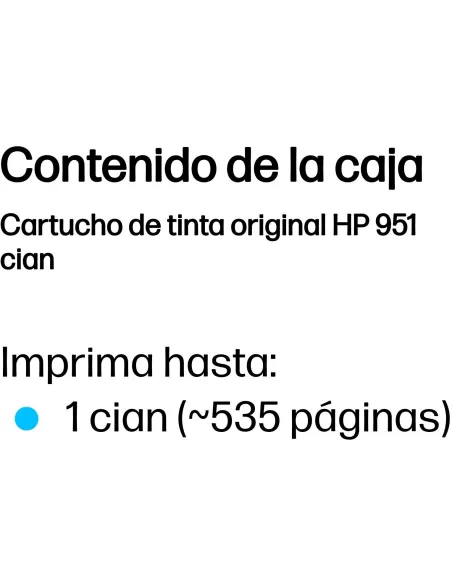 HP 951 Cartucho Tinta Original Cian para OfficeJet Pro