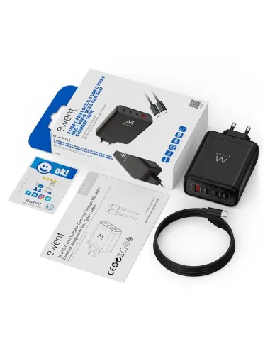 Ewent EW1337: cargador GaN 140 W con cuatro puertos USB-C/A