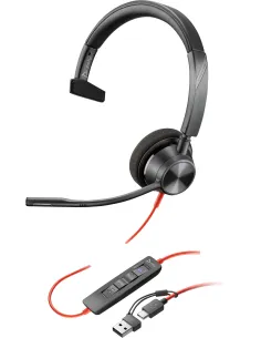 HP Poly Blackwire 3310 Auricular Monoaural USB-C con Certificación Microsoft Teams + Adaptador USB-C/A-1412325