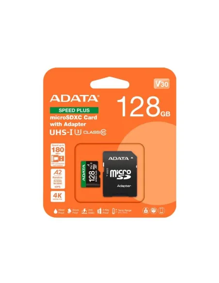 ADATA Speed Plus 128 GB microSD V30 A2 para vídeo 4K