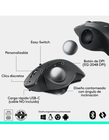 Ratón trackball Logitech MX Ergo S inalámbrico con USB-C