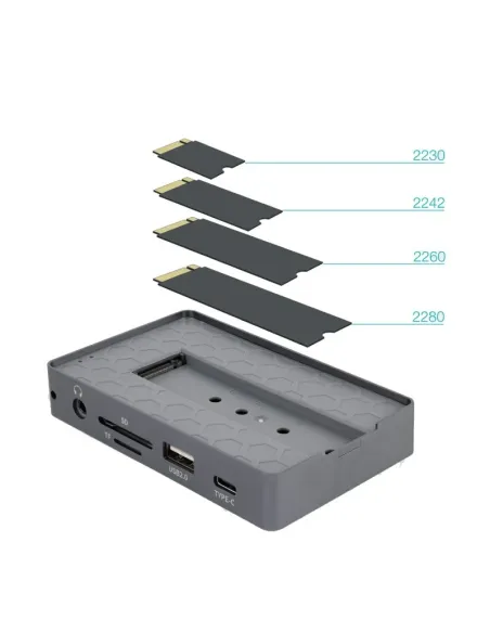 Caja SSD y hub USB-C TooQ TQE-2242G 10 en 1 PD 100 W
