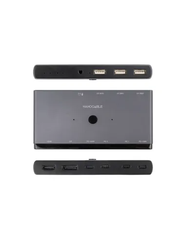 Nanocable 10.12.0003 Switch Conmutador 8K KVM 2x USB-C a 3xUSB-A+2xPD+HDMI+DP+Audio