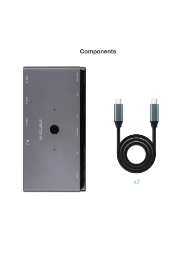 Conmutador KVM USB-C Nanocable 10.12.0003 HDMI y DP