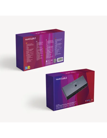 Conmutador KVM USB-C Nanocable 10.12.0003 HDMI y DP