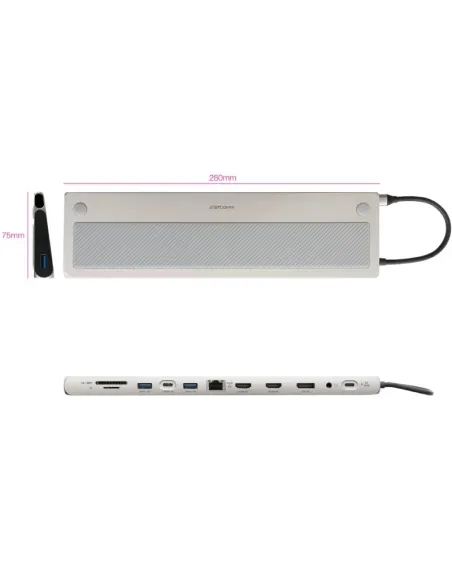 Hub USB-C 12 en 1 Nanocable 10.16.1012 triple vídeo