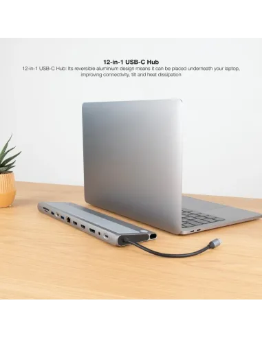 Hub USB-C 12 en 1 Nanocable 10.16.1012 triple vídeo