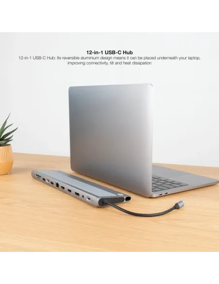Hub USB-C 12 en 1 Nanocable 10.16.1012 triple vídeo