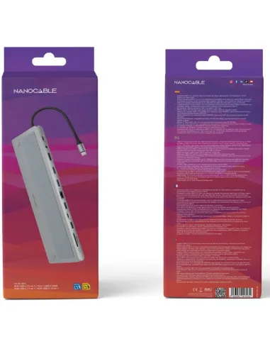 Hub USB-C 12 en 1 Nanocable 10.16.1012 triple vídeo