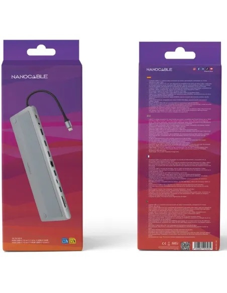 Hub USB-C 12 en 1 Nanocable 10.16.1012 triple vídeo