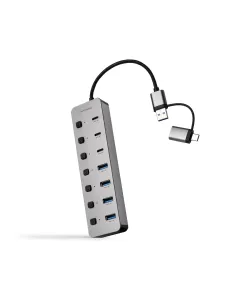 Nanocable 10.16.4510 Hub USB-C de 7 puertos USB-C+USB-A/M a 4xUSB-A + 3xUSB-C 3.0 + USB-C 5V-DATA66058