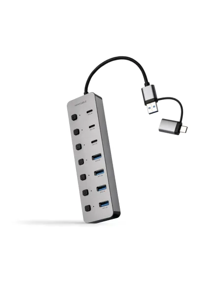 Nanocable 10.16.4510 Hub USB-C de 7 puertos USB-C+USB-A/M a 4xUSB-A + 3xUSB-C 3.0 + USB-C 5V