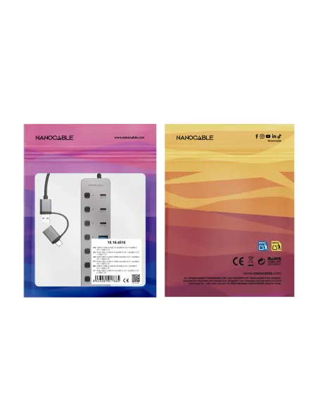 Hub USB 7 puertos Nanocable 10.16.4510 USB-A y USB-C