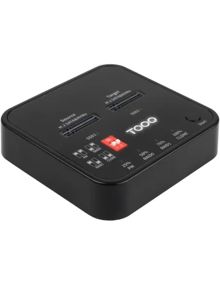 TooQ TQDS-201B Docking Station USB-C 3.2 Gen 2 Dual Bay para SSD M.2 NGFF-NVMe + Clonador, Negro