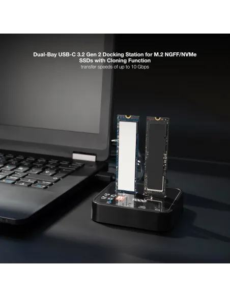Dock dual M.2 TooQ TQDS-201B con RAID y clonación M.2