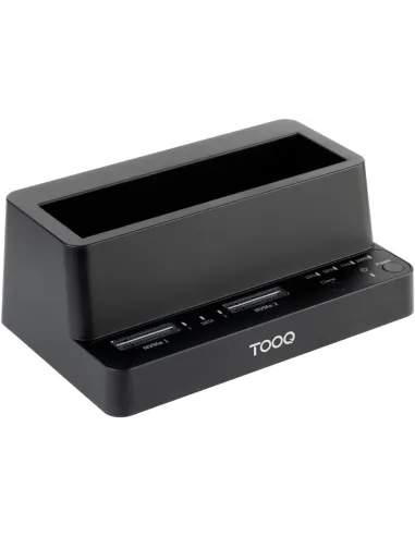 TooQ TQDS-502B Docking Station USB-C 3.2 Gen 2 Dos Bahías para SSD M.2 NVMe + Bahía para 2,5"- 3,5" para HDD + Clonador, Negro