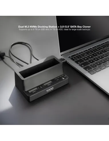 Dock triple TooQ TQDS-502B NVMe, SATA y clonación USB-C