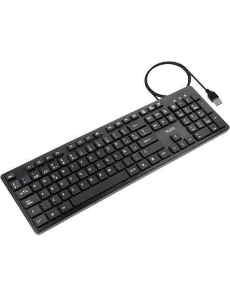 TooQ TQK-2003-B Teclado Silencioso USB de 105 Teclas Negro