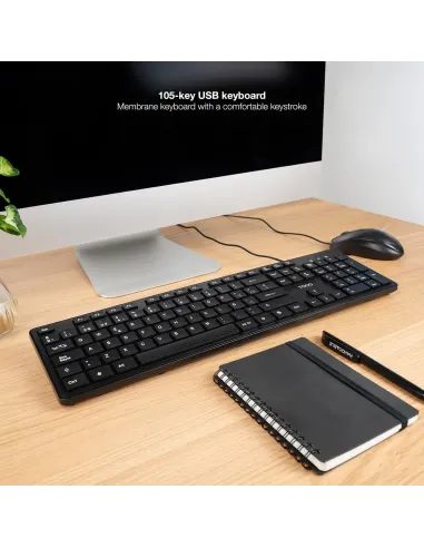 TooQ TQK-2003-B: teclado silencioso USB de 105 teclas negro