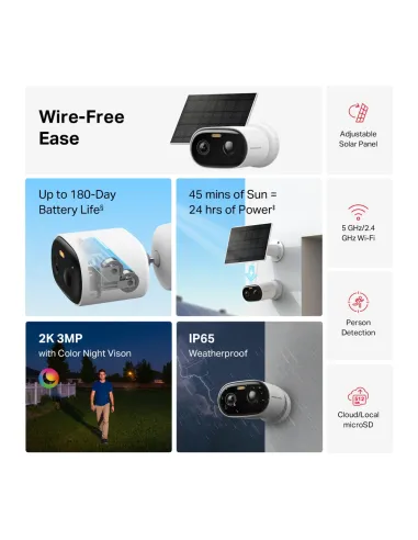 Mercusys MC410 KIT: cámara solar 2K Wi-Fi para exterior