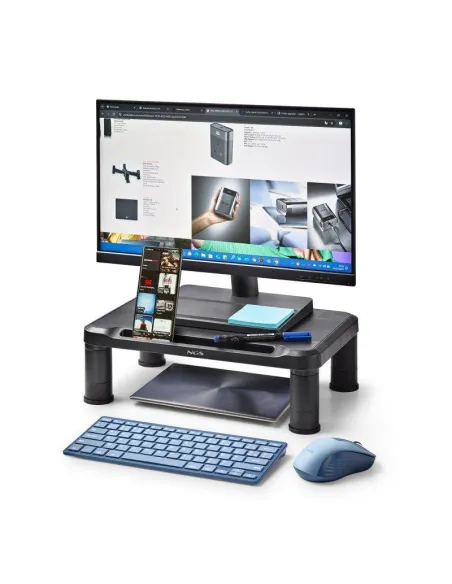 NGS Screen Stand Negro Soporte de monitor Altura Ajustable 3 Niveles 380x240mm