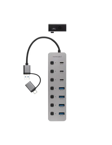 Hub USB 7 puertos Nanocable 10.16.4510 USB-A y USB-C