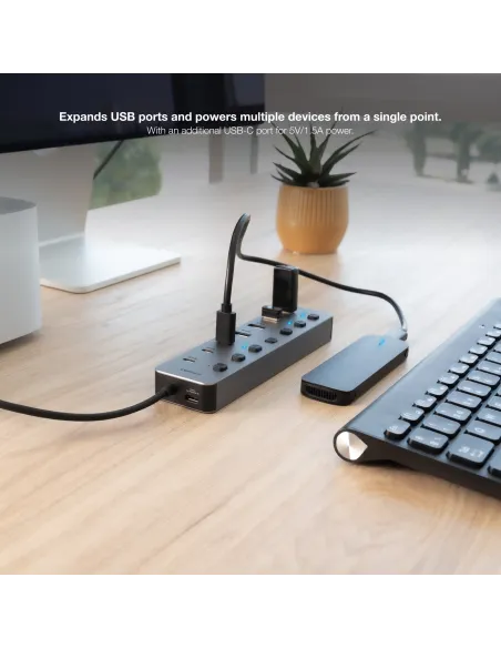 Hub USB 7 puertos Nanocable 10.16.4510 USB-A y USB-C