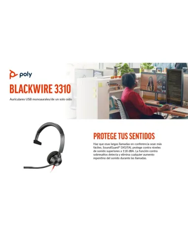 HP Poly Blackwire 3310 Teams mono USB-C con adaptador USB-A