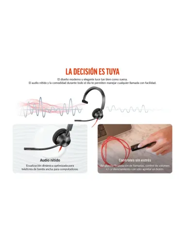 HP Poly Blackwire 3310 Teams mono USB-C con adaptador USB-A
