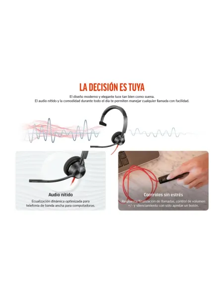 HP Poly Blackwire 3310 Teams mono USB-C con adaptador USB-A