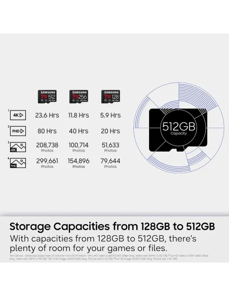 Samsung T9 microSDXC 256 GB U3 V30 A2 rápida para vídeo 4K