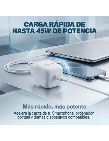 Cargador GaN Energy Sistem 500901 blanco compacto de 45 W