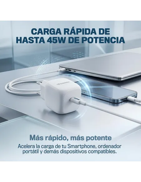Cargador GaN Energy Sistem 500901 blanco compacto de 45 W