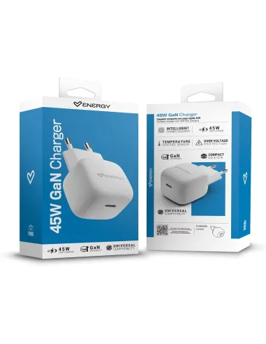 Cargador GaN Energy Sistem 500901 blanco compacto de 45 W