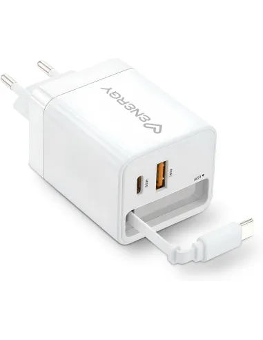 Cargador Energy Sistem 500895 con cable retráctil integrado