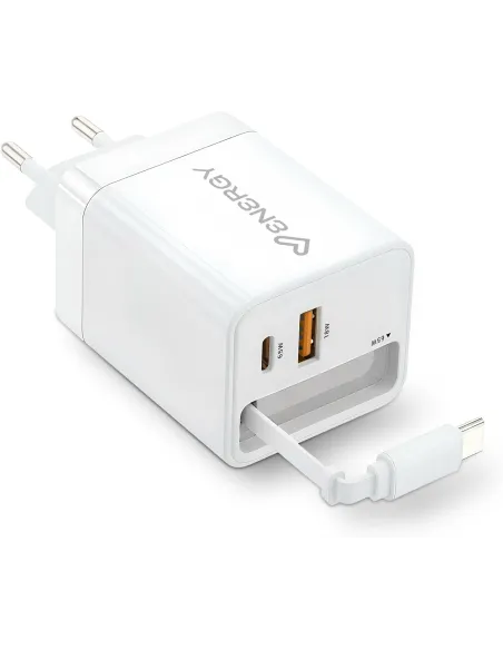 Cargador Energy Sistem 500895 con cable retráctil integrado