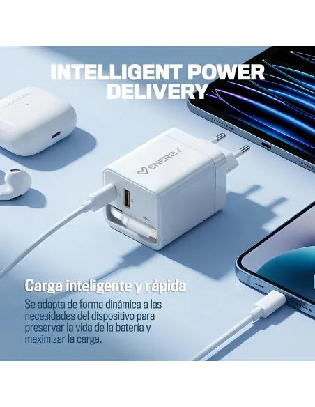 Cargador Energy Sistem 500895 con cable retráctil integrado