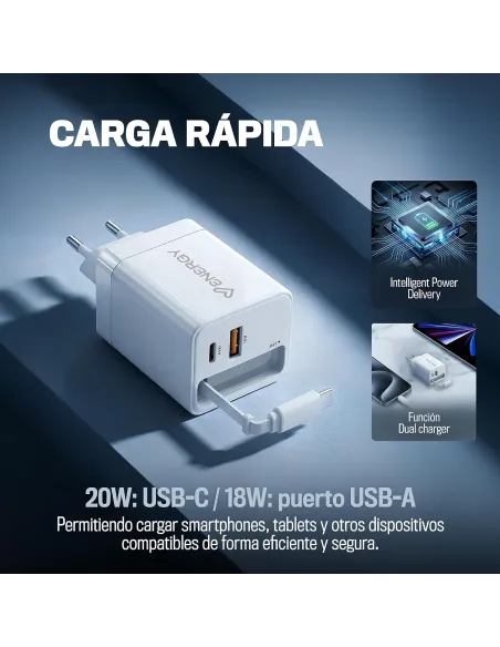Cargador Energy Sistem 500895 con cable retráctil integrado