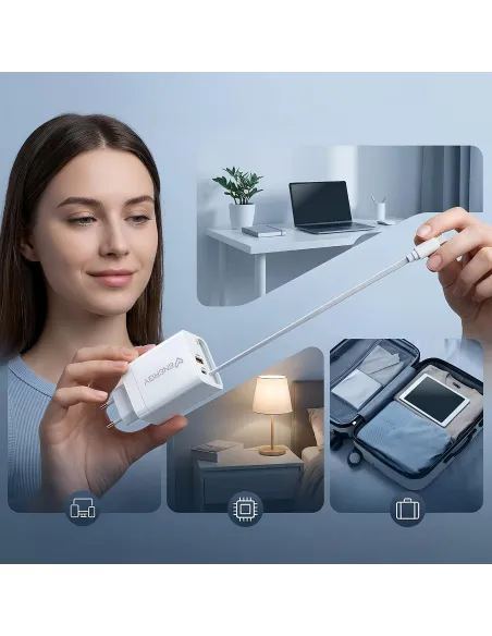 Cargador Energy Sistem 500895 con cable retráctil integrado